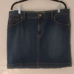 Vintage Gap Stretch Y2K Orange Yellow Thread Mini Denim Skirt Sz 16